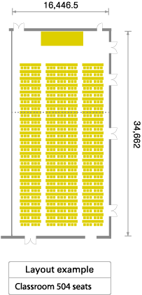 Layout example Classroom 504 seats